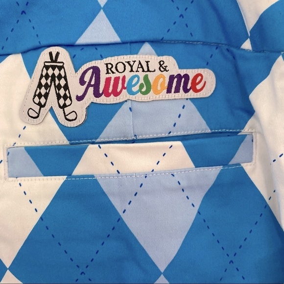 Royal and Awesome Blue and White Argyle Golf Skort - Picture 4 of 9